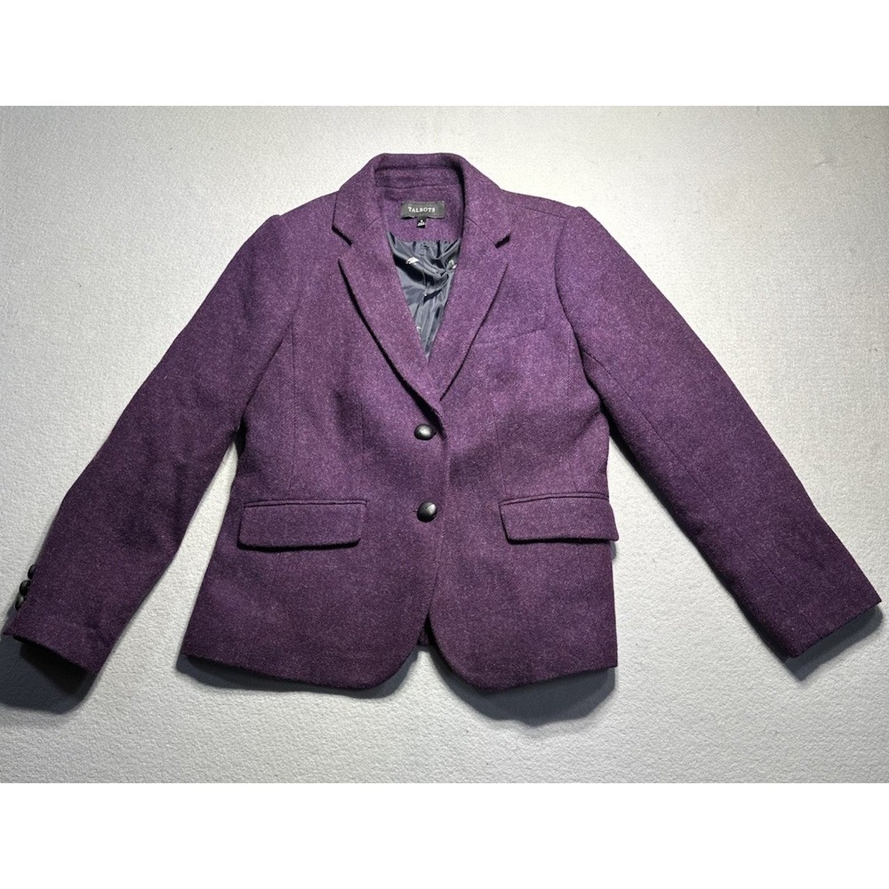 Talbots Woman Blazer Size 6 Plum Purple Wool Blend Fall